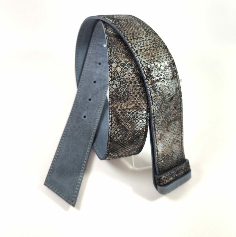 Ceinture reversible femme Motif "python" Taupe / Jean
